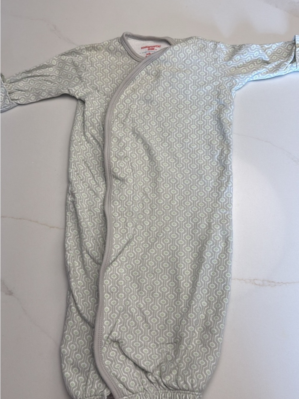 Magnetic Me Light Green & Gray Geometric Infant Sleep Gown